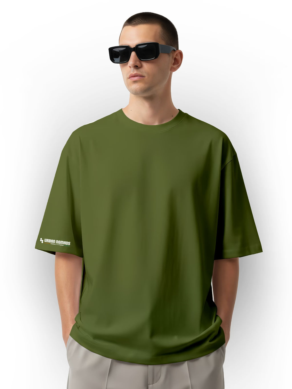 Army Green Oversized Tee | 240 GSM | Thick Fabric