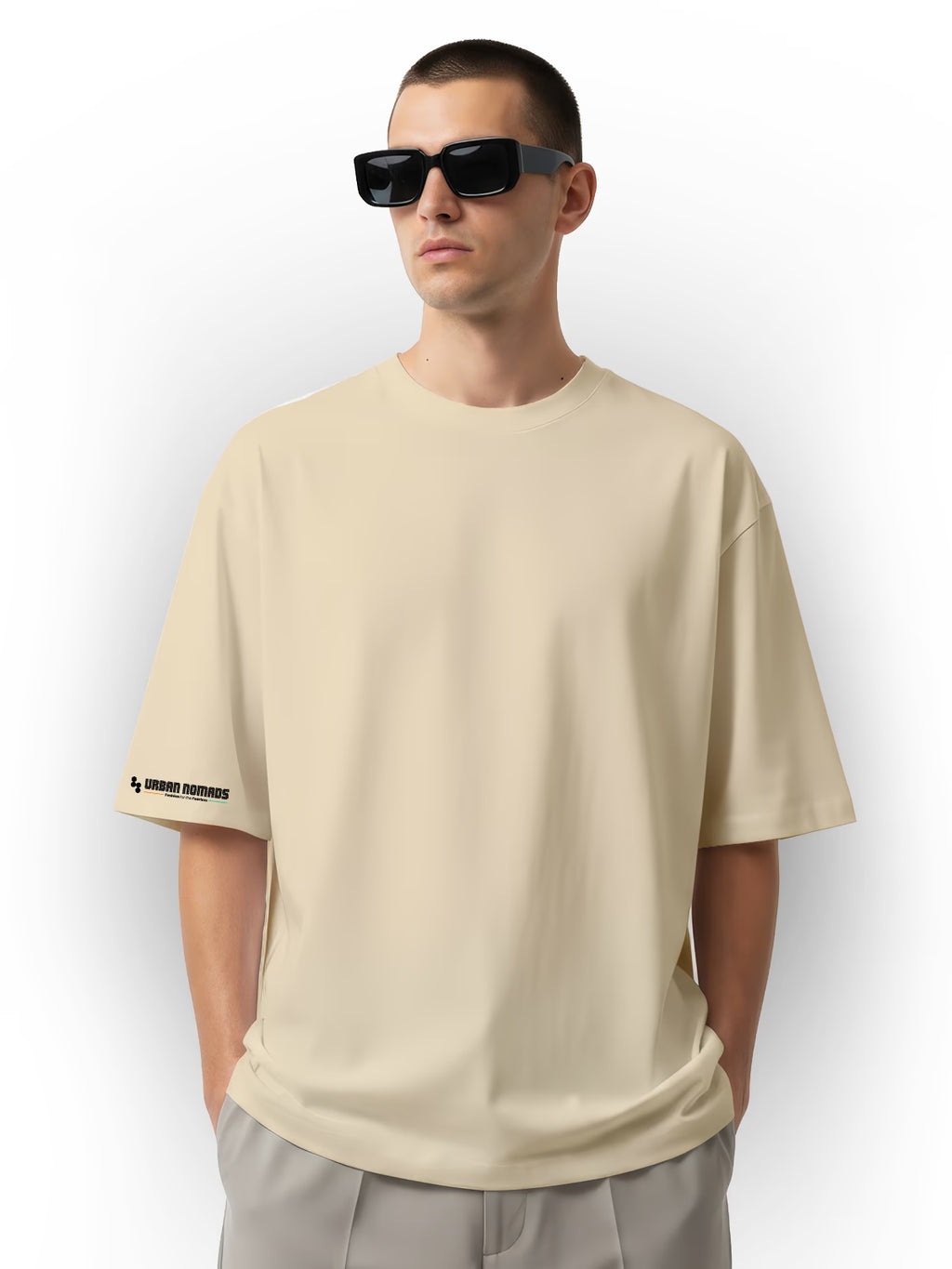 Beige Oversized Tee | 240 GSM | Thick Fabric