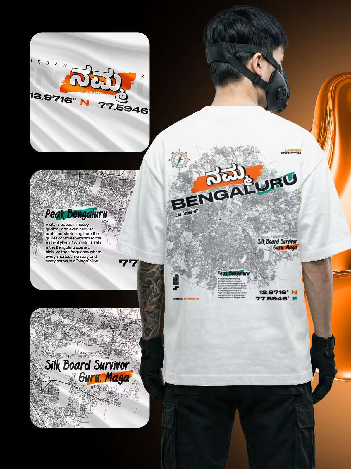 Bengaluru Urban Streets | Printed Oversized Tee White