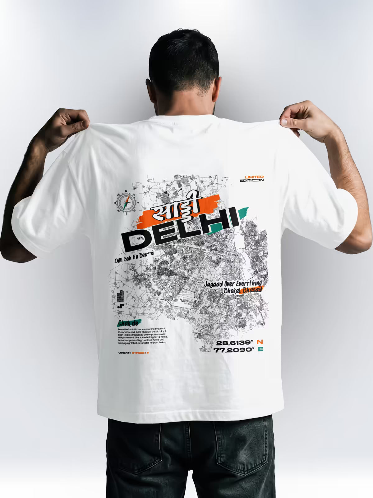 Delhi Urban Streets | Printed Oversized Tee White