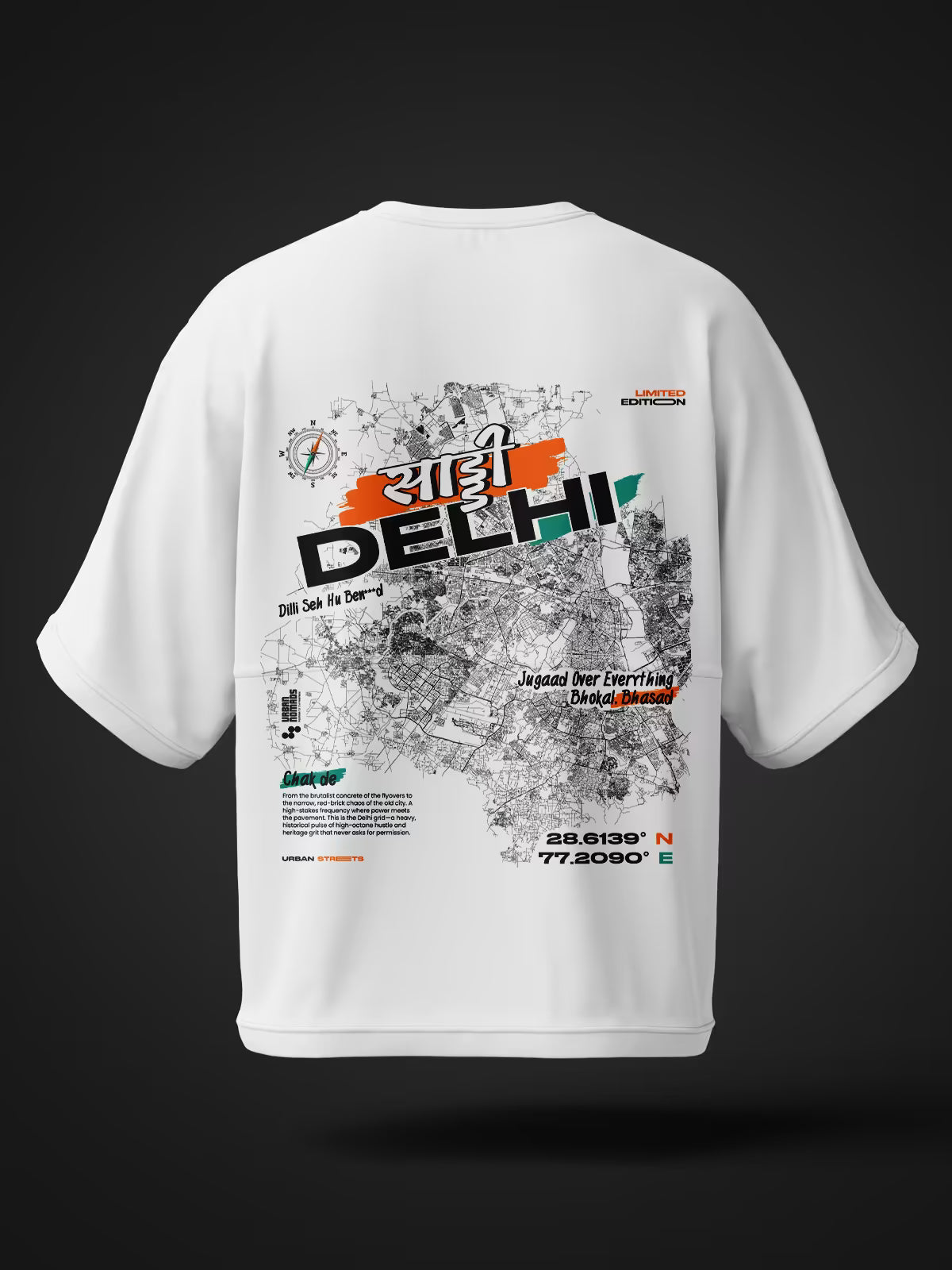 Delhi Urban Streets | Printed Oversized Tee White