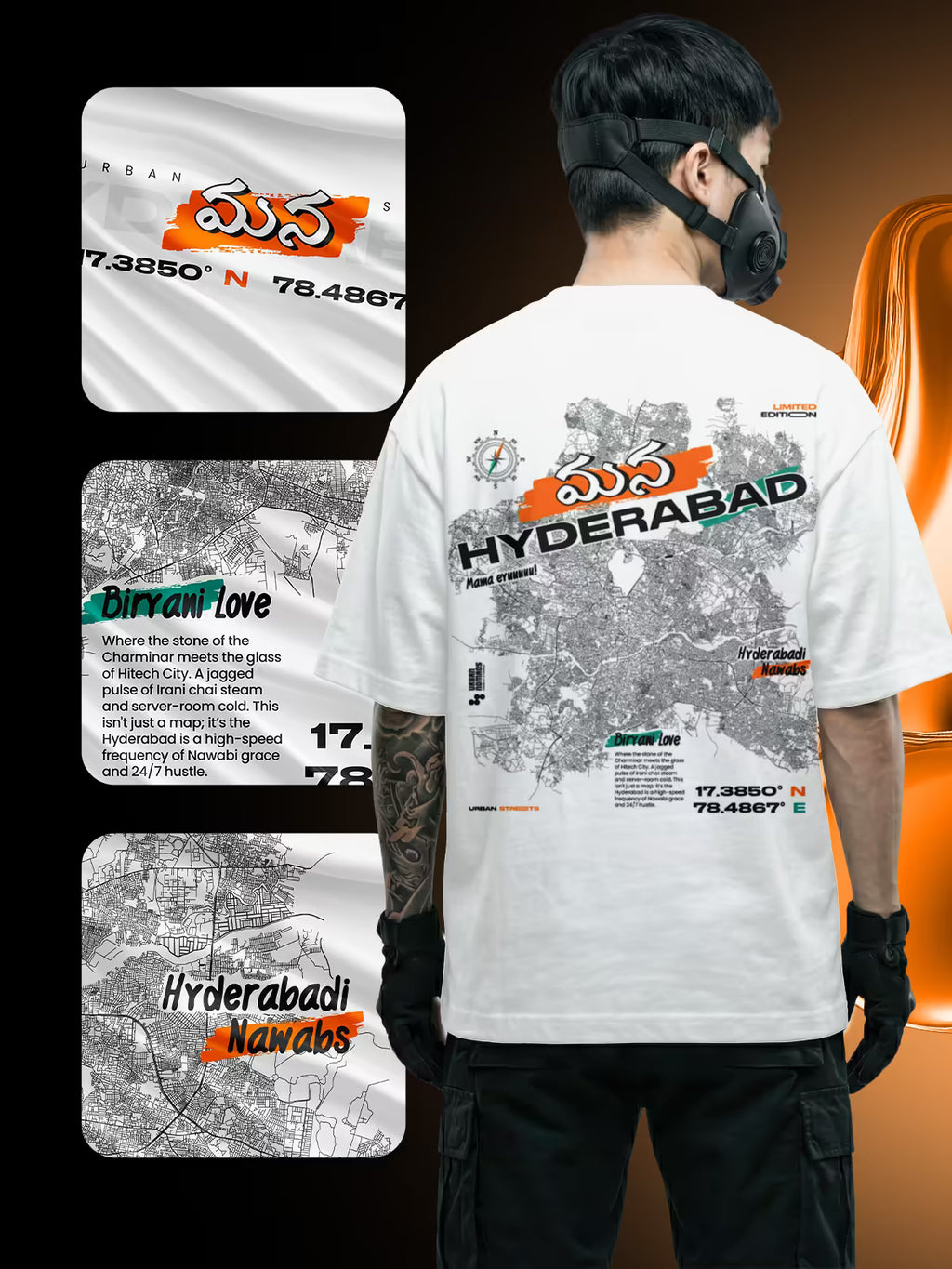 Hyderabad Urban Streets | Printed Oversized Tee White