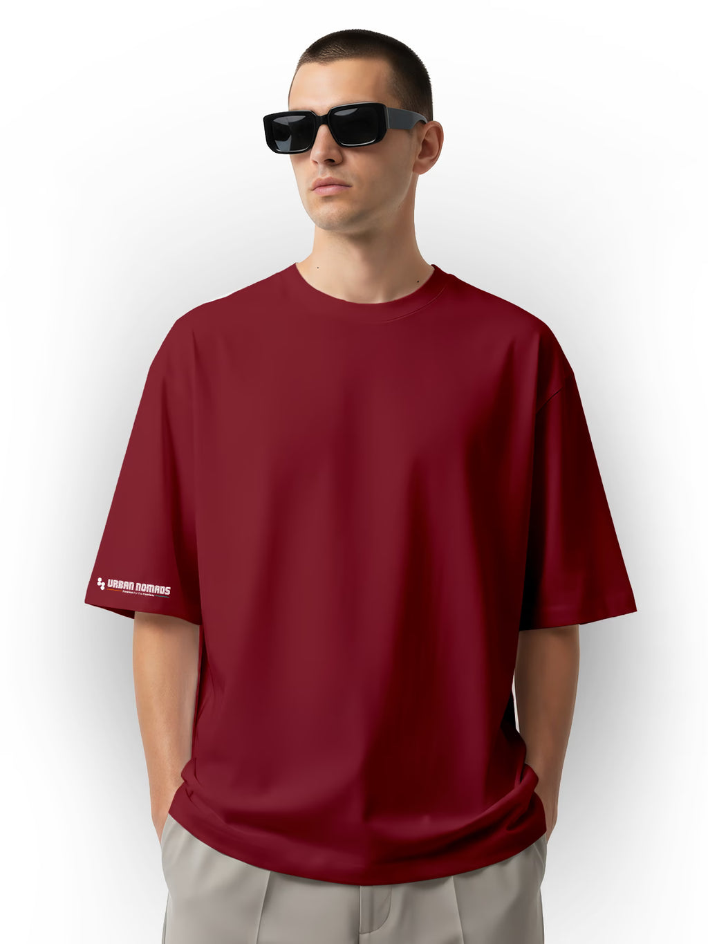 Maroon Oversized Tee | 240 GSM | Thick Fabric