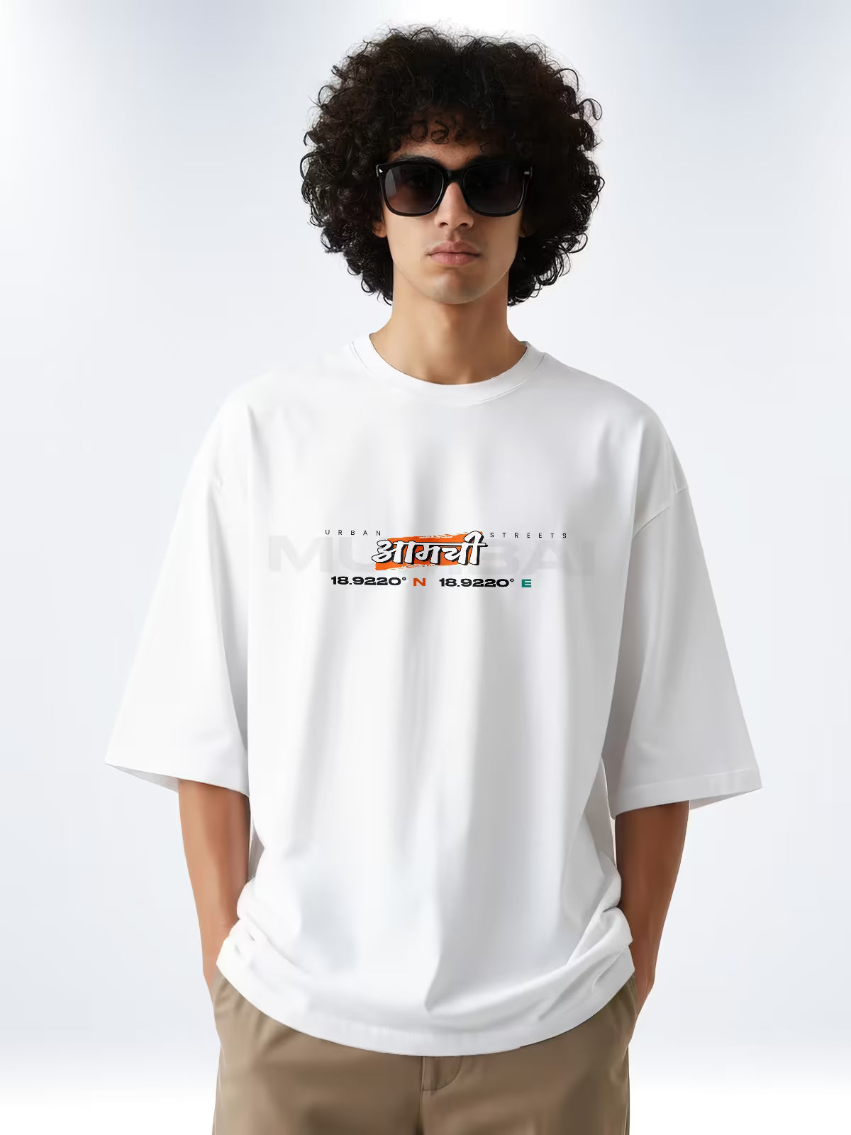 Mumbai Urban Streets | Printed Oversized Tee White