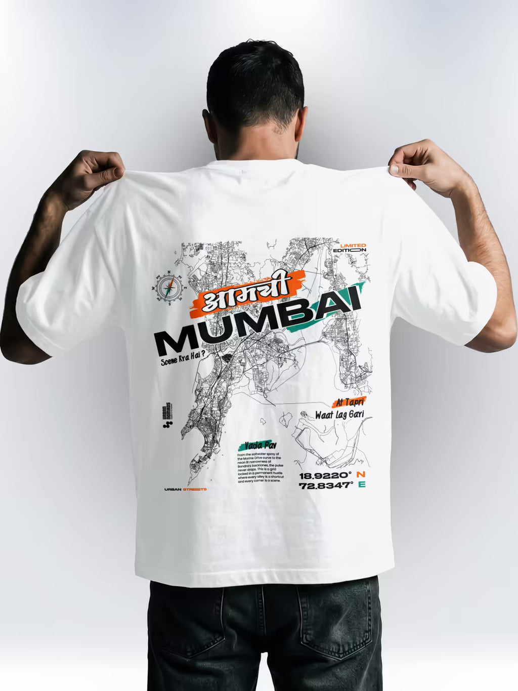 Mumbai Urban Streets | Printed Oversized Tee White