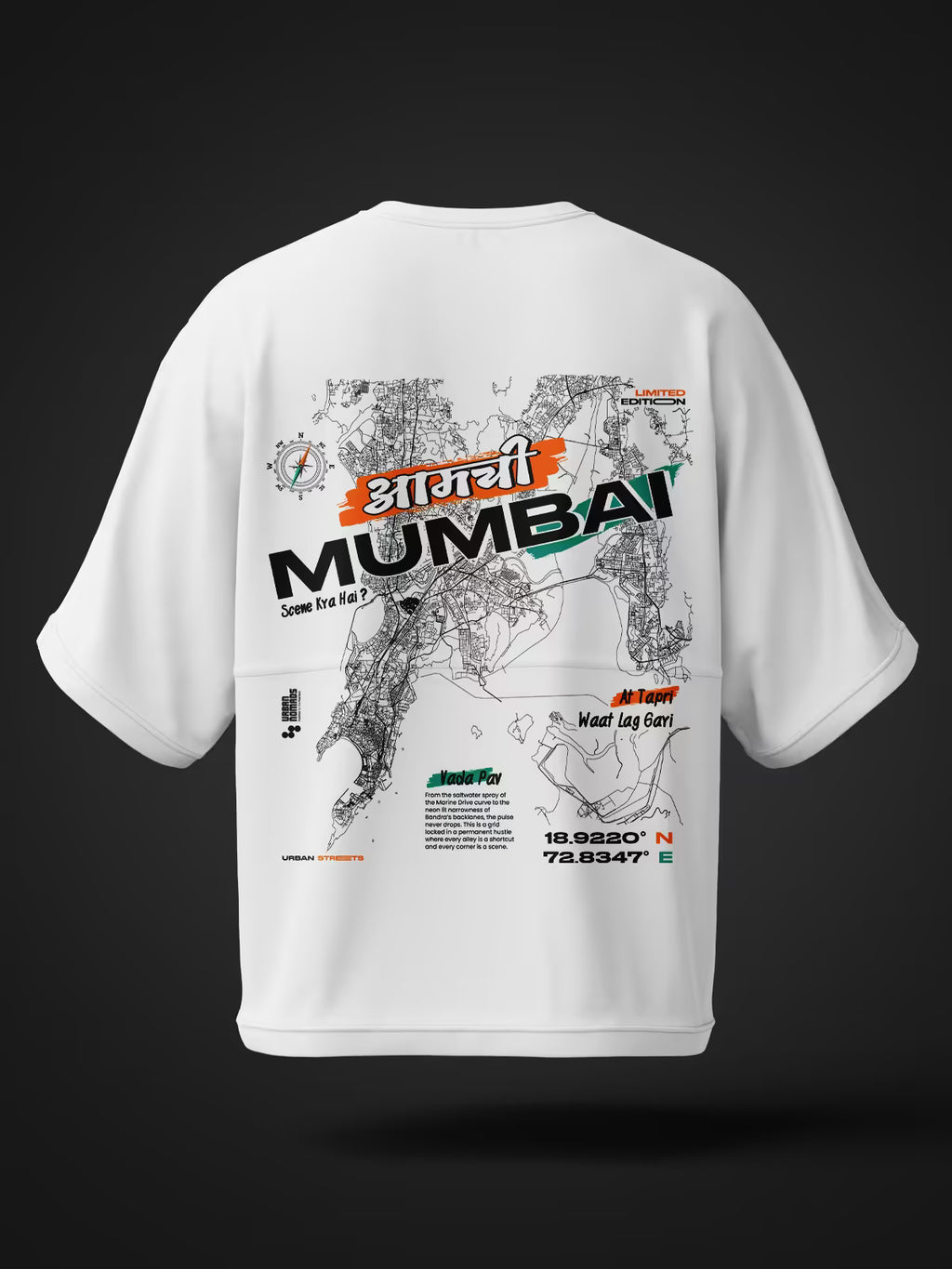 Mumbai Urban Streets | Printed Oversized Tee White
