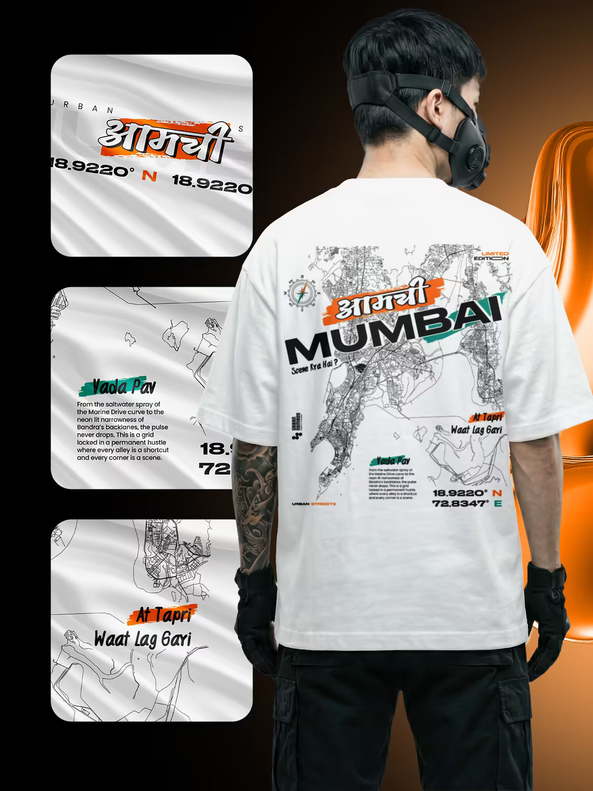 Mumbai Urban Streets | Printed Oversized Tee White